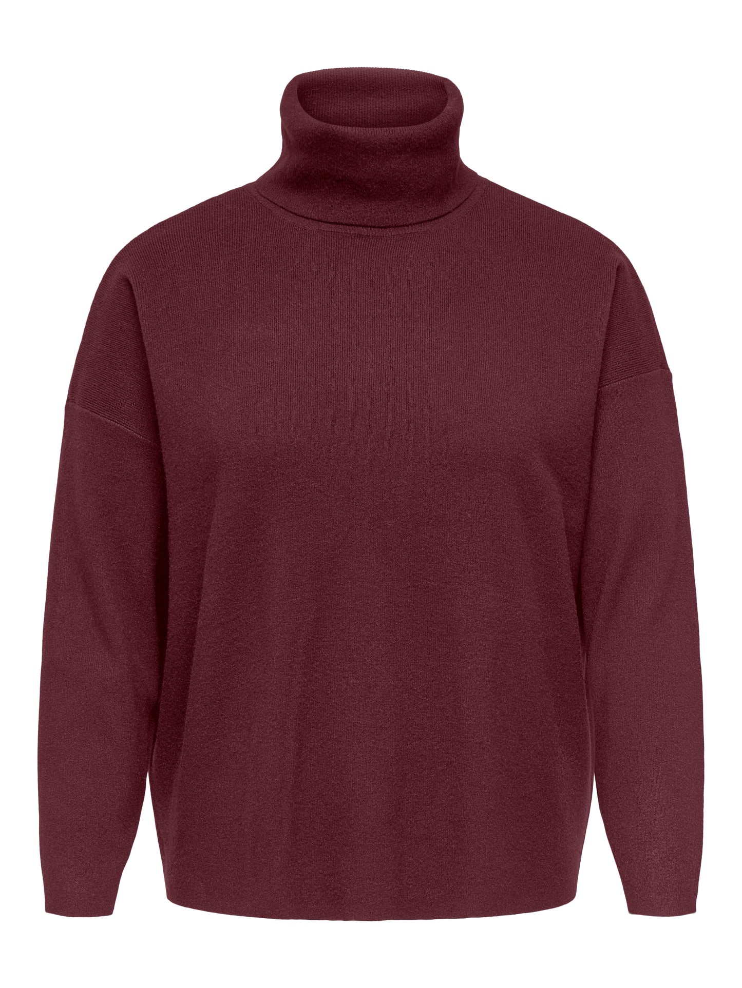 ONLY CARMAKOMA  CARAMA LIFE LS RIB ROLLNECK KNT BORDEAUX ROOD