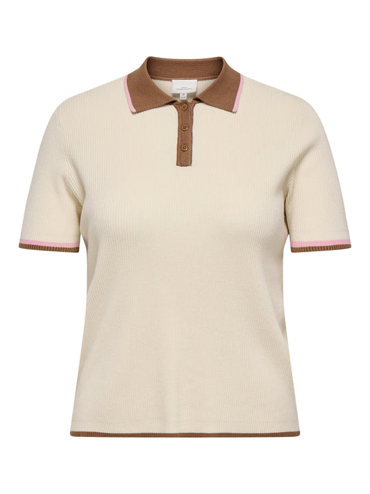 ONLY CARMAKOMA  CARMEDDI LIFE SS CONTRAST POLO KNT