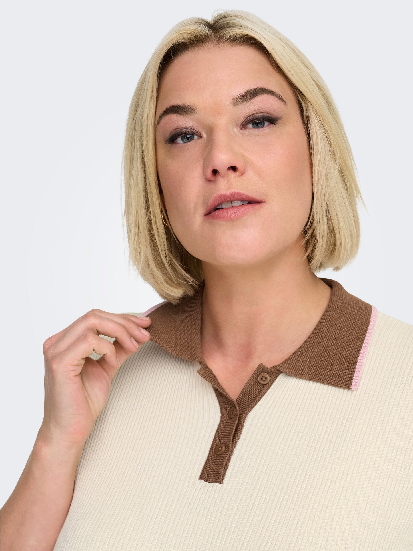 ONLY CARMAKOMA  CARMEDDI LIFE SS CONTRAST POLO KNT