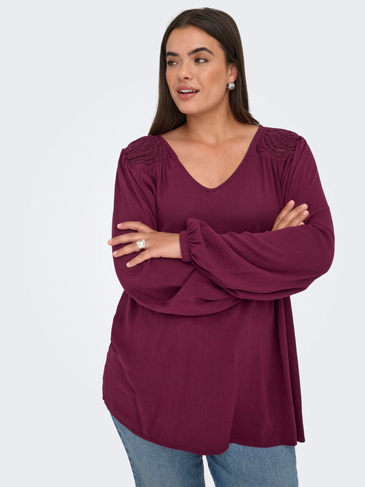 ONLY CARMAKOMA  CARSELASI LS V-NECK TOP WVN