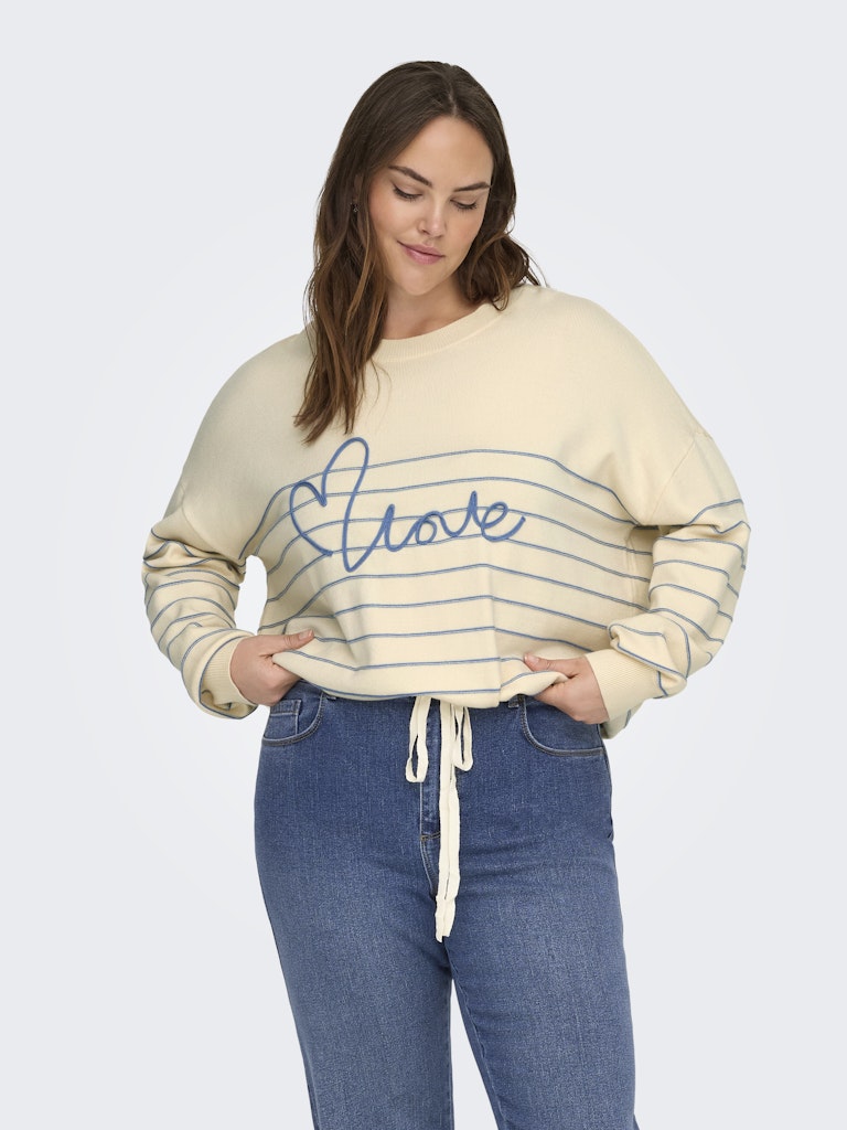 Only Carmakoma  CARSIGNE LS TEXT DETAIL O-NECK KNT Birch