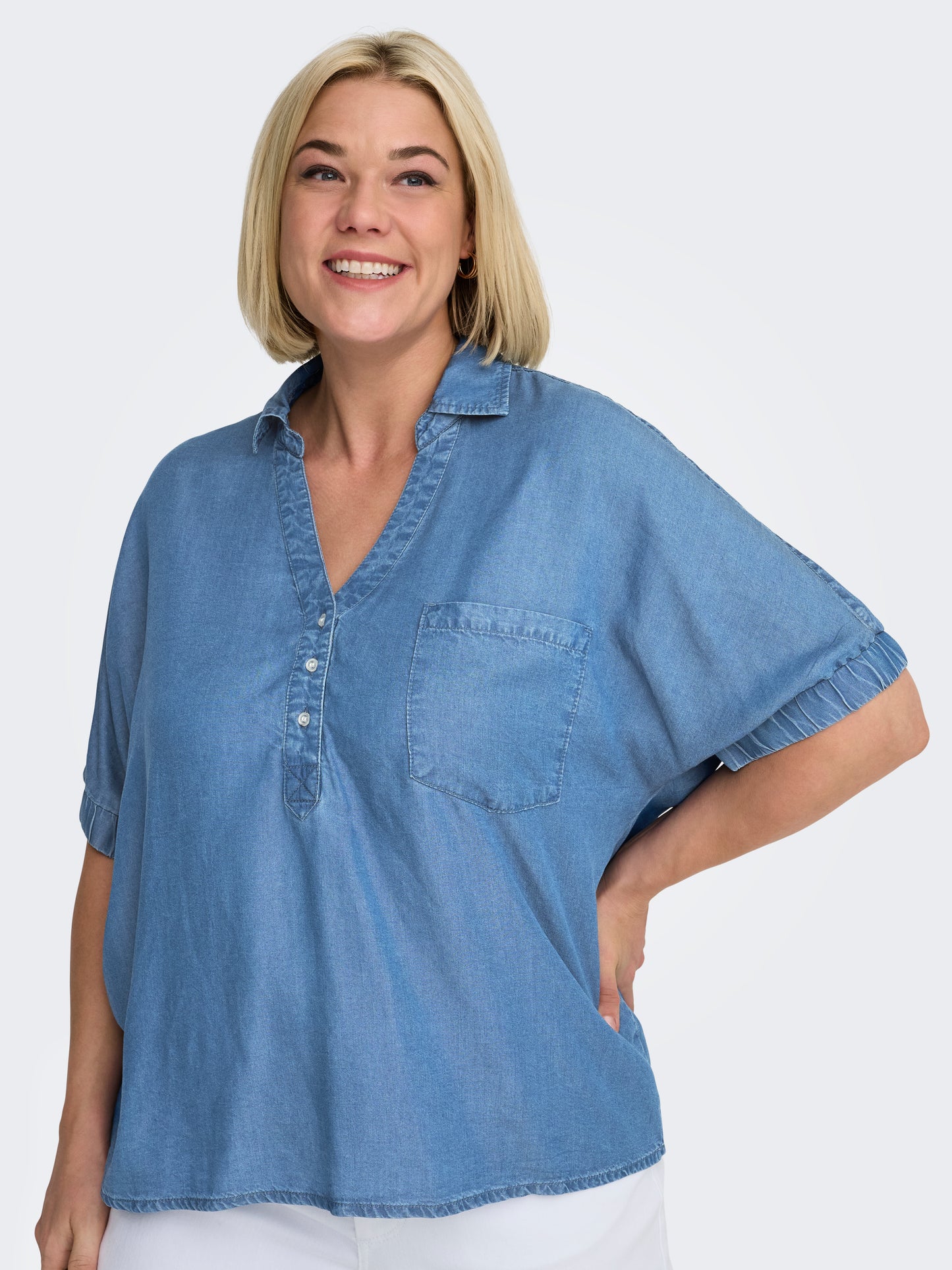 ONLY CARMAKOMA  CARCHARIS LIFE CAP SLEEVE SHIRT PNT