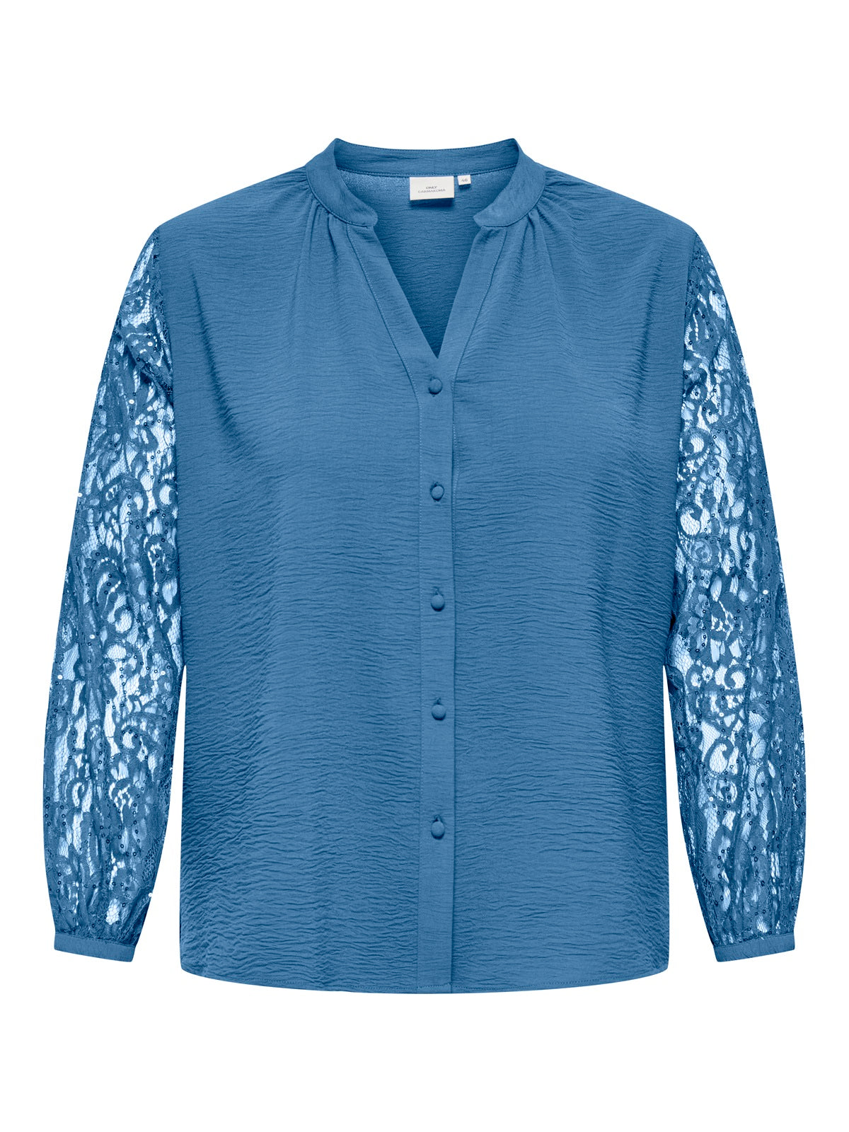 ONLY CARMAKOMA  CARKAMMY LIFE LS V-NECK LACE SHIRT WVN BLAUW