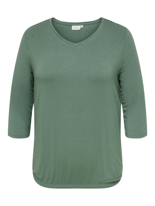 ONLY CARMAKOMA  CARLINA 3/4 SLEEVE V-NECK BLOUSE JRS