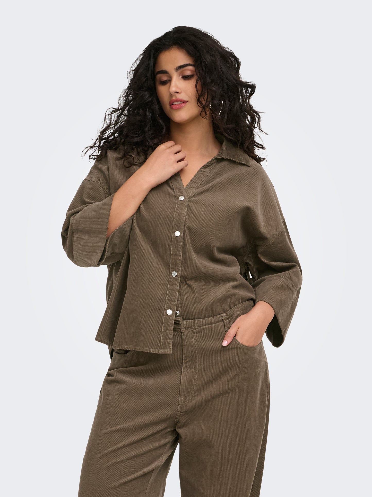 ONLY CARMAKOMA  CARNESSA 3/4 CORD SHIRT CC PNT