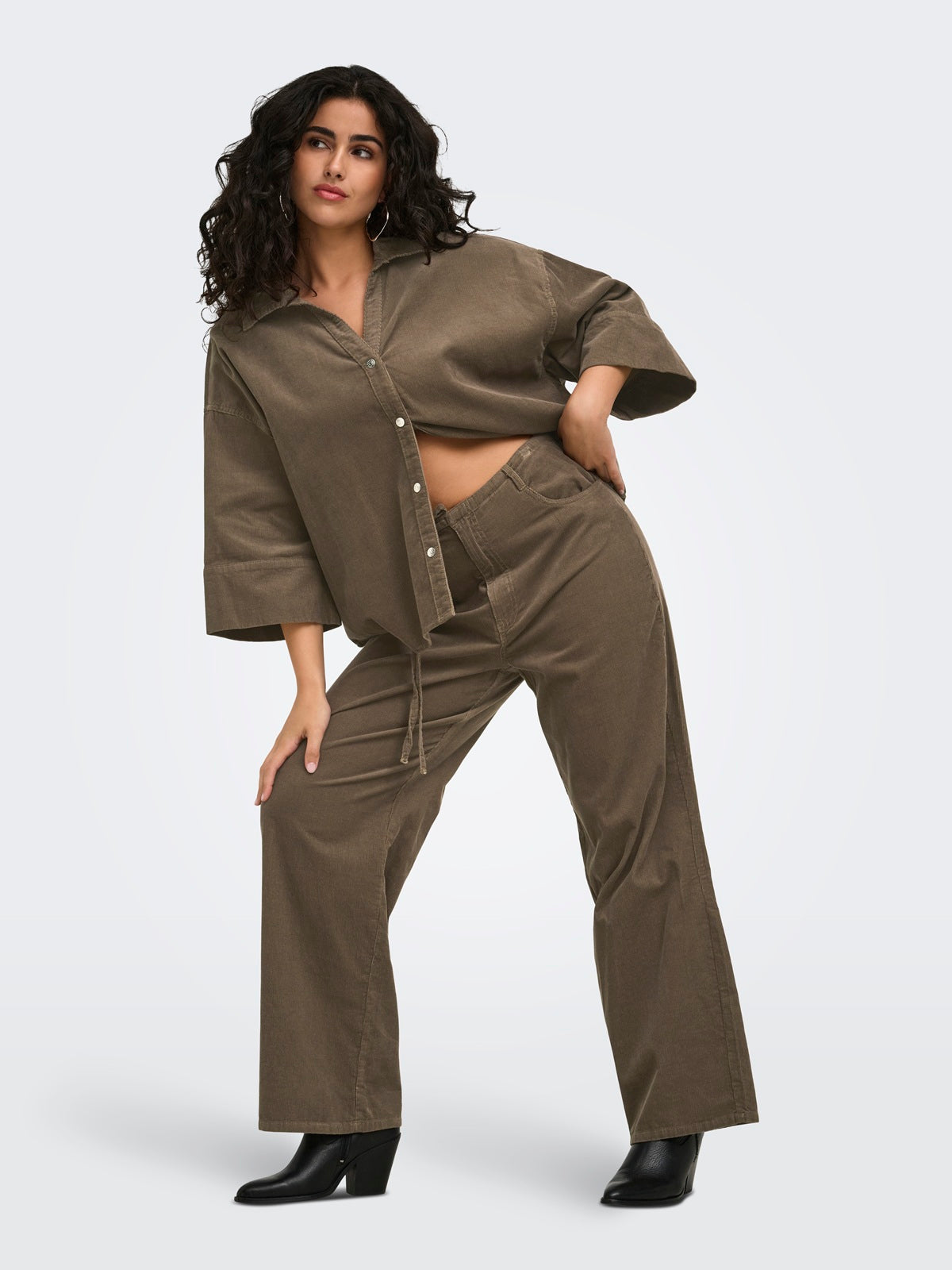 ONLY CARMAKOMA  CARNESSA HW TIE CORD WIDE PANT PNT