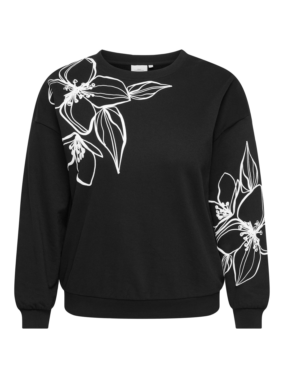 ONLY CARMAKOMA  CARODESSA L/S O-NECK SWT JRS ZWART