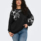 ONLY CARMAKOMA  CARODESSA L/S O-NECK SWT JRS ZWART