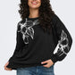 ONLY CARMAKOMA  CARODESSA L/S O-NECK SWT JRS ZWART