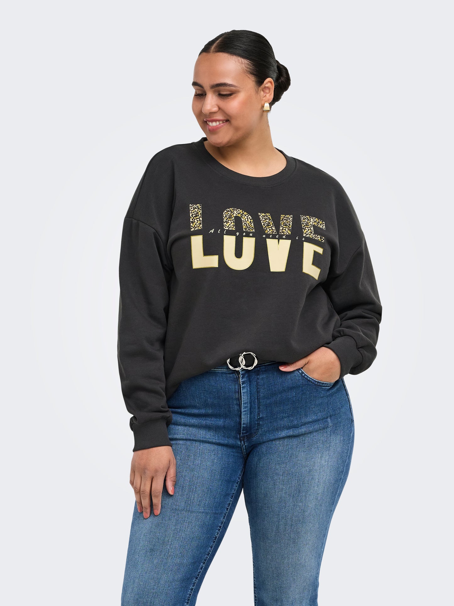 ONLY CARMAKOMA  CARTAMMIE L/S LEO PRINT O-NECK SWT JRS