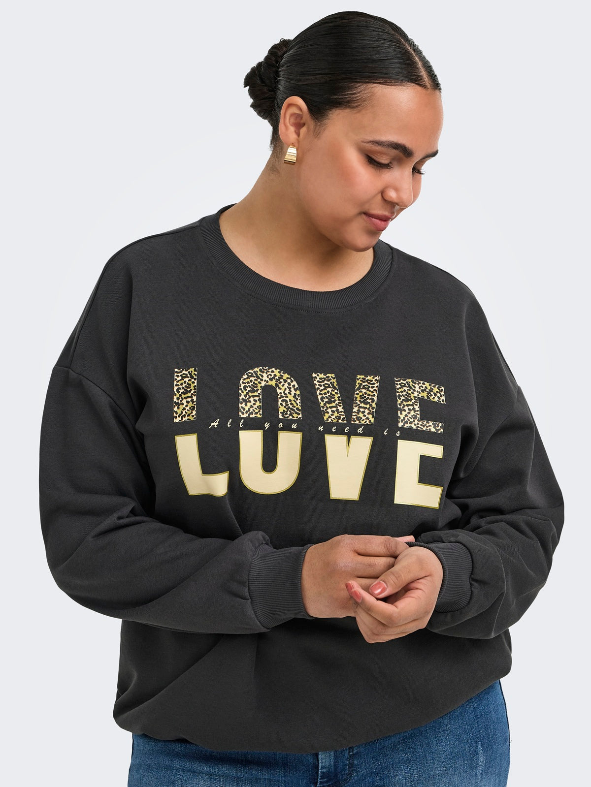 ONLY CARMAKOMA  CARTAMMIE L/S LEO PRINT O-NECK SWT JRS