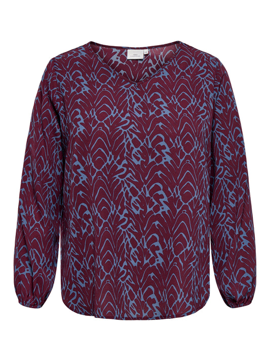 ONLY CARMAKOMA CARVICA LIFE L/S FIG/ BLUE ZONE