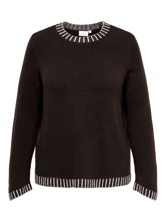 ONLY CARMAKOMA CARFINA LS STITCH O-NECK KNT