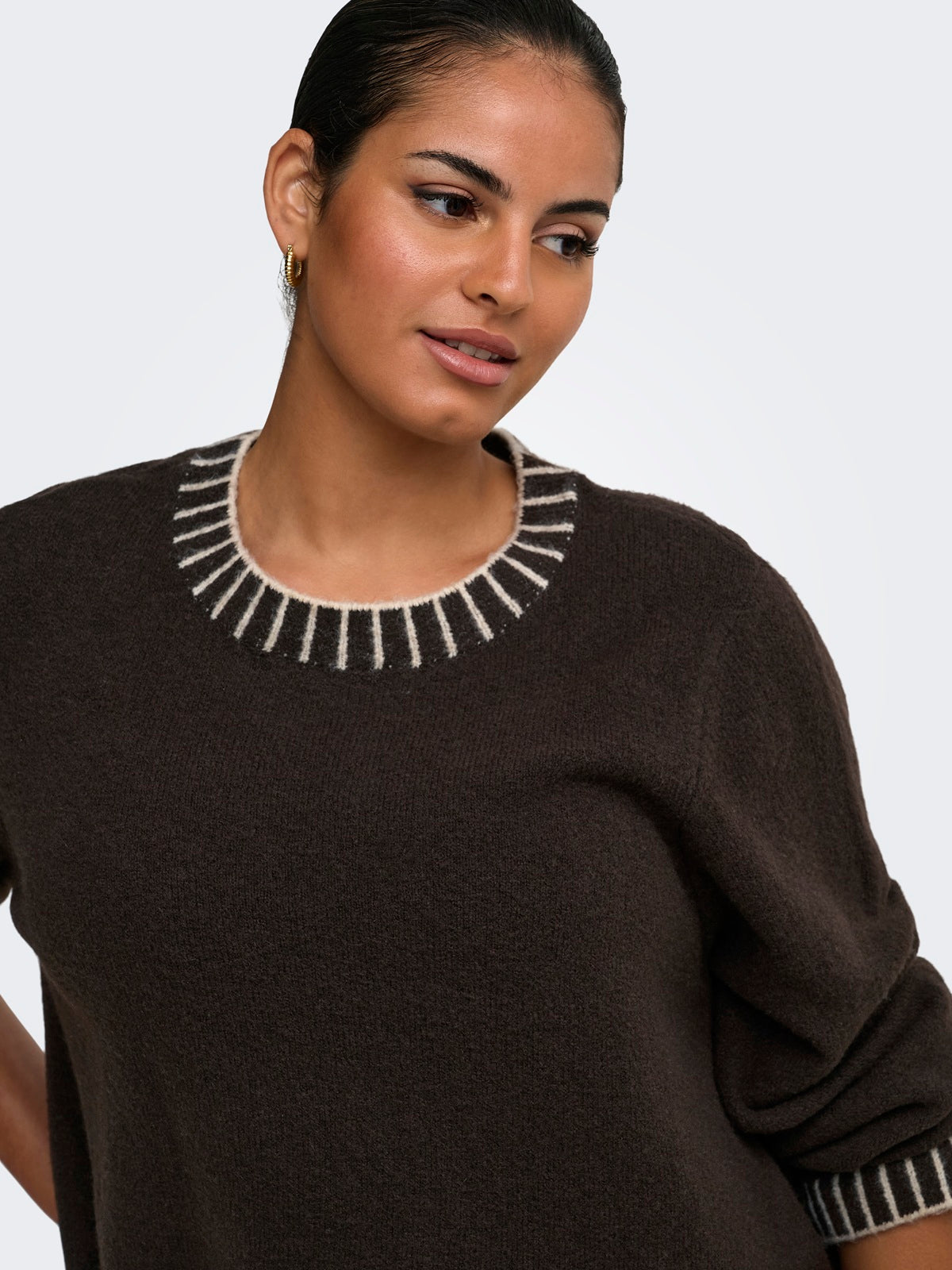 ONLY CARMAKOMA CARFINA LS STITCH O-NECK KNT