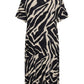 ONLY CARMAKOMA  CARFYRLA S/S V-NECK BLK AOP DRESS