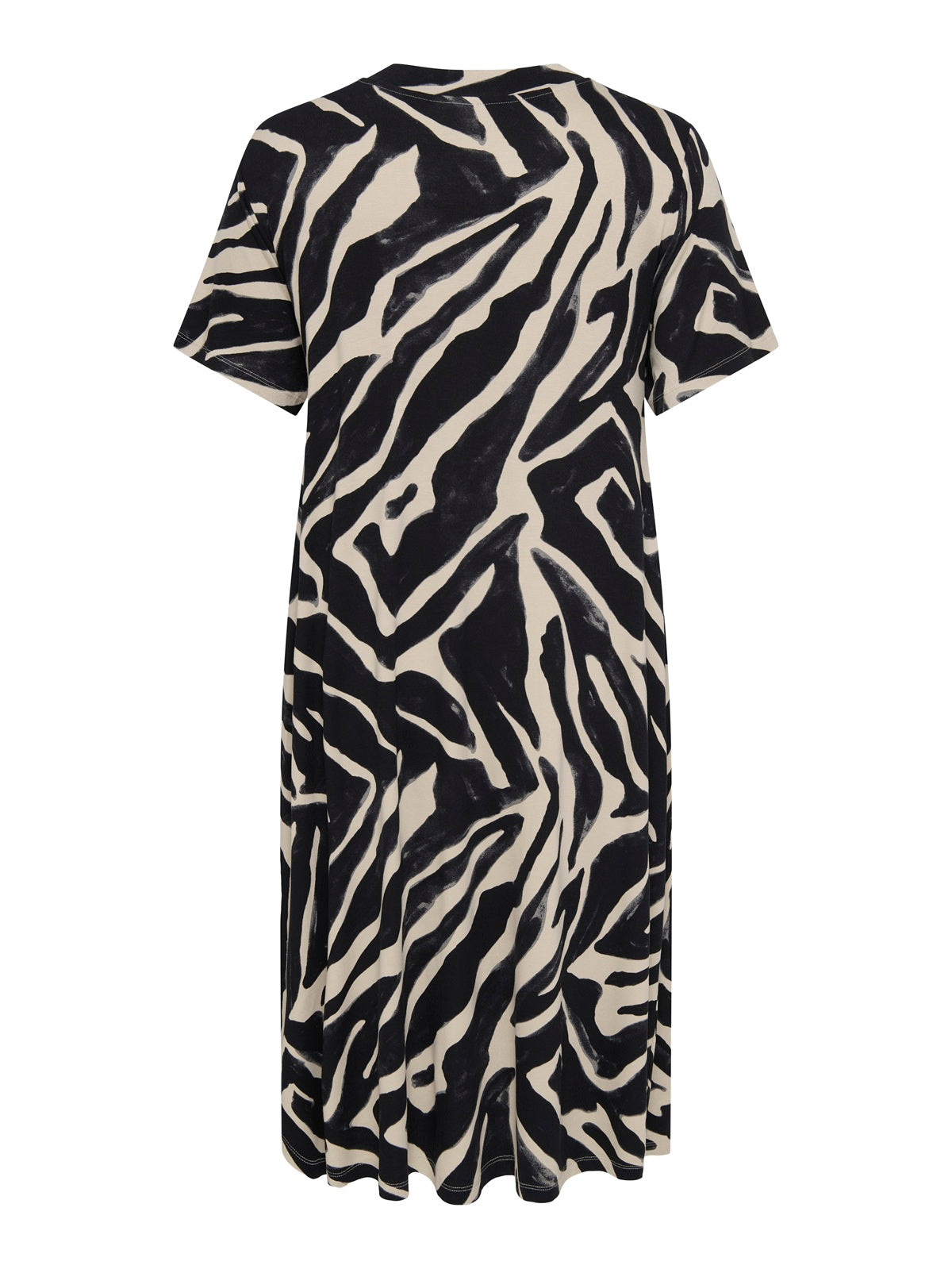 ONLY CARMAKOMA  CARFYRLA S/S V-NECK BLK AOP DRESS