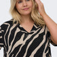 ONLY CARMAKOMA  CARFYRLA S/S V-NECK BLK AOP DRESS