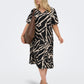 ONLY CARMAKOMA  CARFYRLA S/S V-NECK BLK AOP DRESS