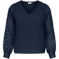 ONLY CARMAKOMA  CARMETTA L/S V-NECK TOP WVN BLAUW