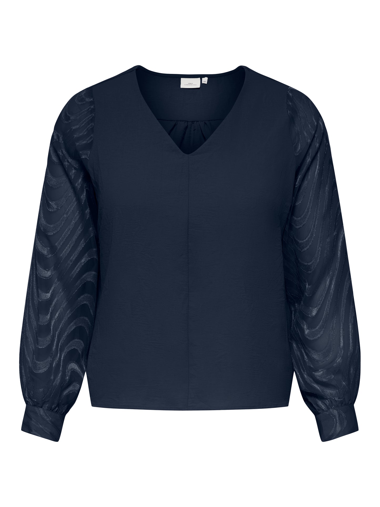 ONLY CARMAKOMA  CARMETTA L/S V-NECK TOP WVN BLAUW