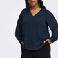 ONLY CARMAKOMA  CARMETTA L/S V-NECK TOP WVN BLAUW