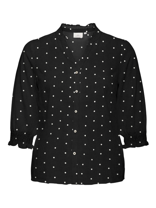 CARRAYA 3/4 SHIRT WVN NOOS BLACK DOTS