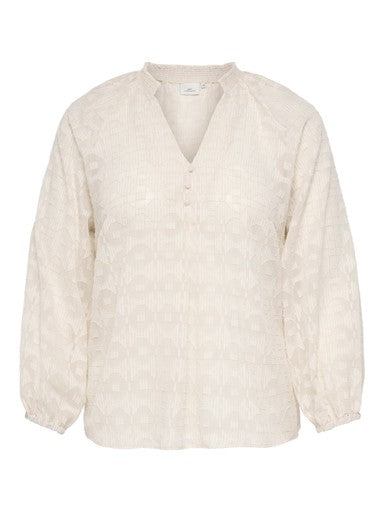 ONLY CARMAKOMA  CARCHLOEY L/S V-NECK BALLOON TOP WVN