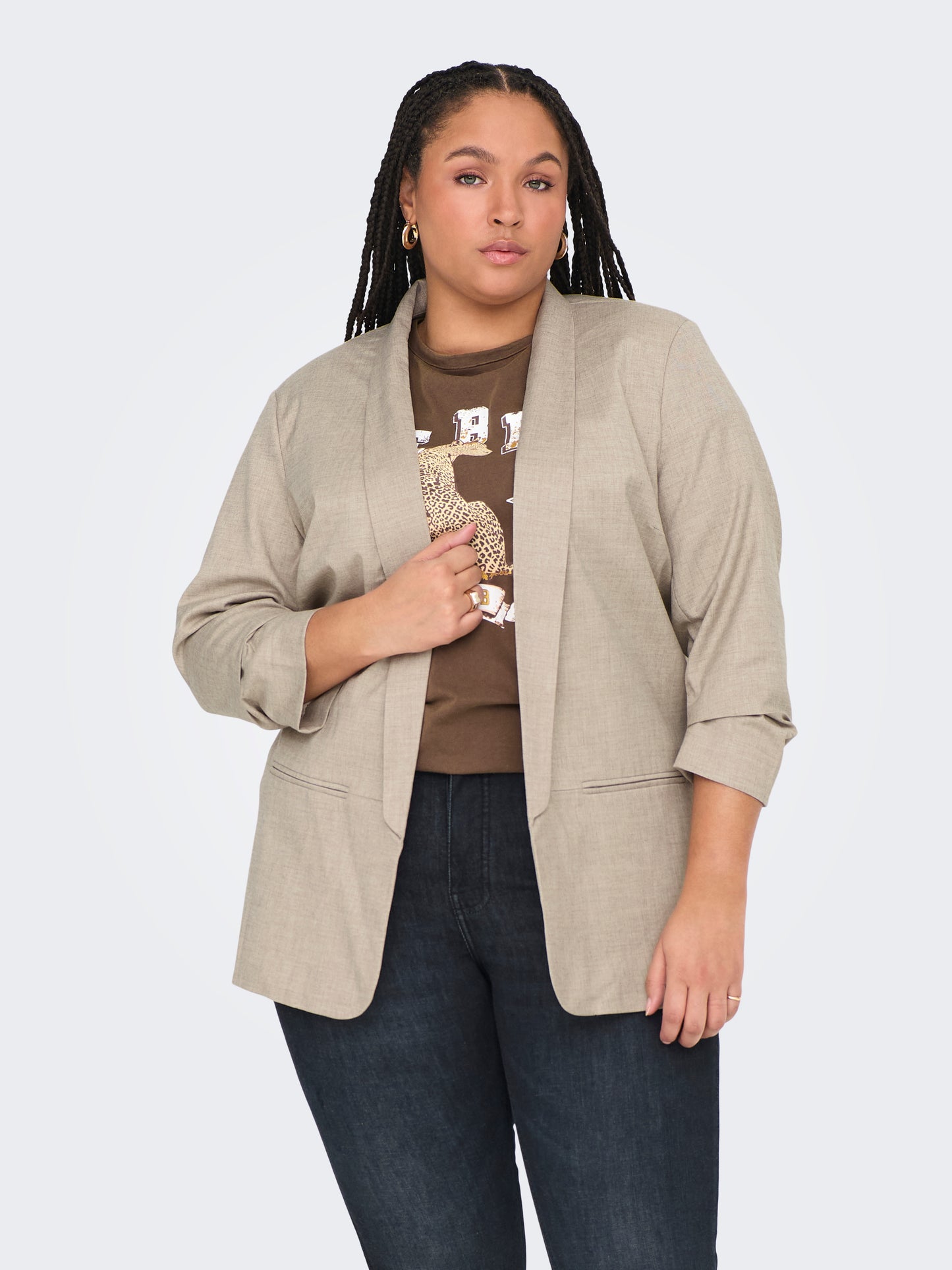 ONLY CARMAKOMA CARELLY 3/4 BLAZER TLR BEIGE