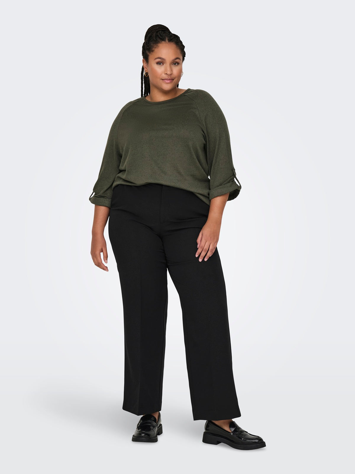 ONLY CARMAKOMA CARBERRY HW WIDE PANT ZWART