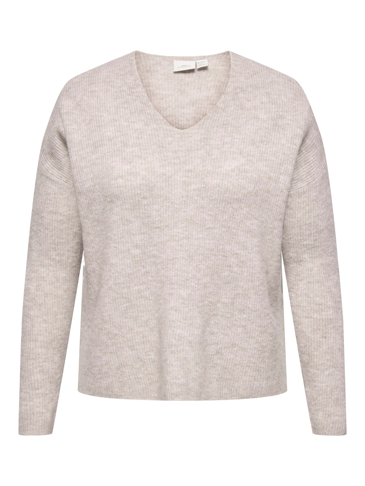 ONLY CARMAKOMA  CARCAMILLA V-NECK L/S PULLOVER KNT NOOS BEIGE