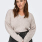 ONLY CARMAKOMA  CARCAMILLA V-NECK L/S PULLOVER KNT NOOS BEIGE