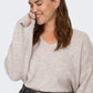 ONLY CARMAKOMA  CARCAMILLA V-NECK L/S PULLOVER KNT NOOS BEIGE
