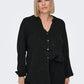 ONLY CARMAKOMA  CARJOSEE METTA LIFE L/S V-NECK SHIRT ZWART/GLITTER