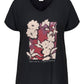 ONLY CARMAKOMA  CARKETTY LIFE SS V-NECK MIX TEE JRS ZWART