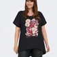 ONLY CARMAKOMA  CARKETTY LIFE SS V-NECK MIX TEE JRS ZWART