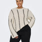 ONLY CARMAKOMA  CARTESSA CABEL STITCH LS O-NECK KNT WIT