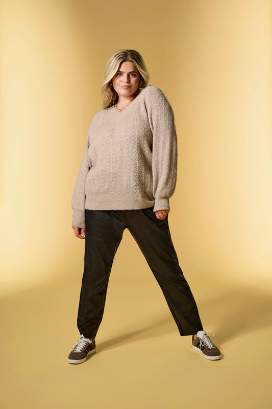 ONLY CARMAKOMA  CARLUCILLA LS GLITTER V-NECK KNT