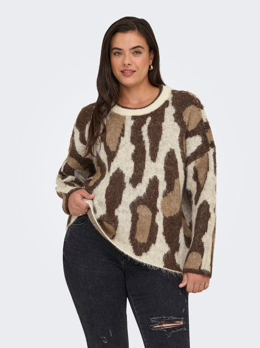 ONLY CARMARKOMA  CAREDELIE LIFE LS JQ O-NECK KNT