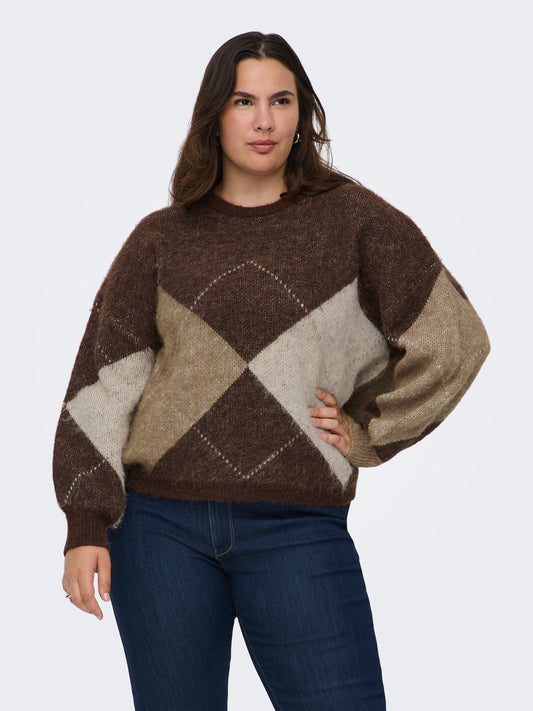 ONLY CARMAKOMA  CARNOEME JQ LS LIFE O-NECK KNT
