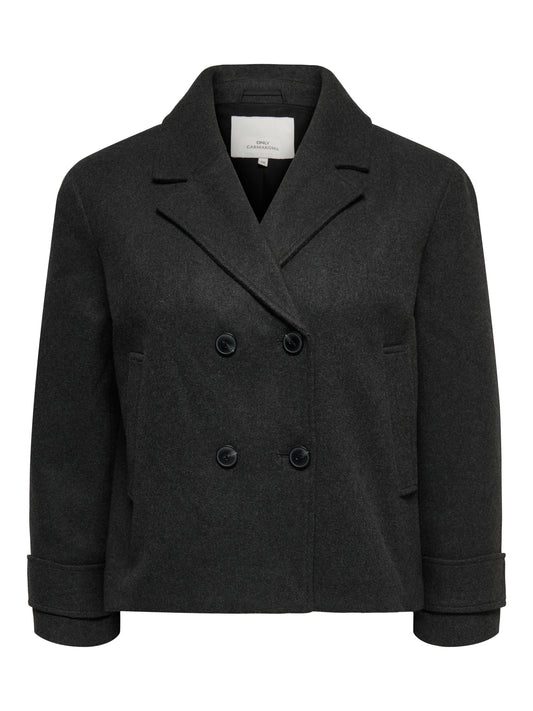 Only Carmakoma CARFREJA LIFE SHORT DB JACKET OTW NOOS   Dark Grey Melange