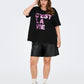 ONLY CARMAKOMA CARRIRI 2/4 O-NECK BOXY TEE JRS ZWART