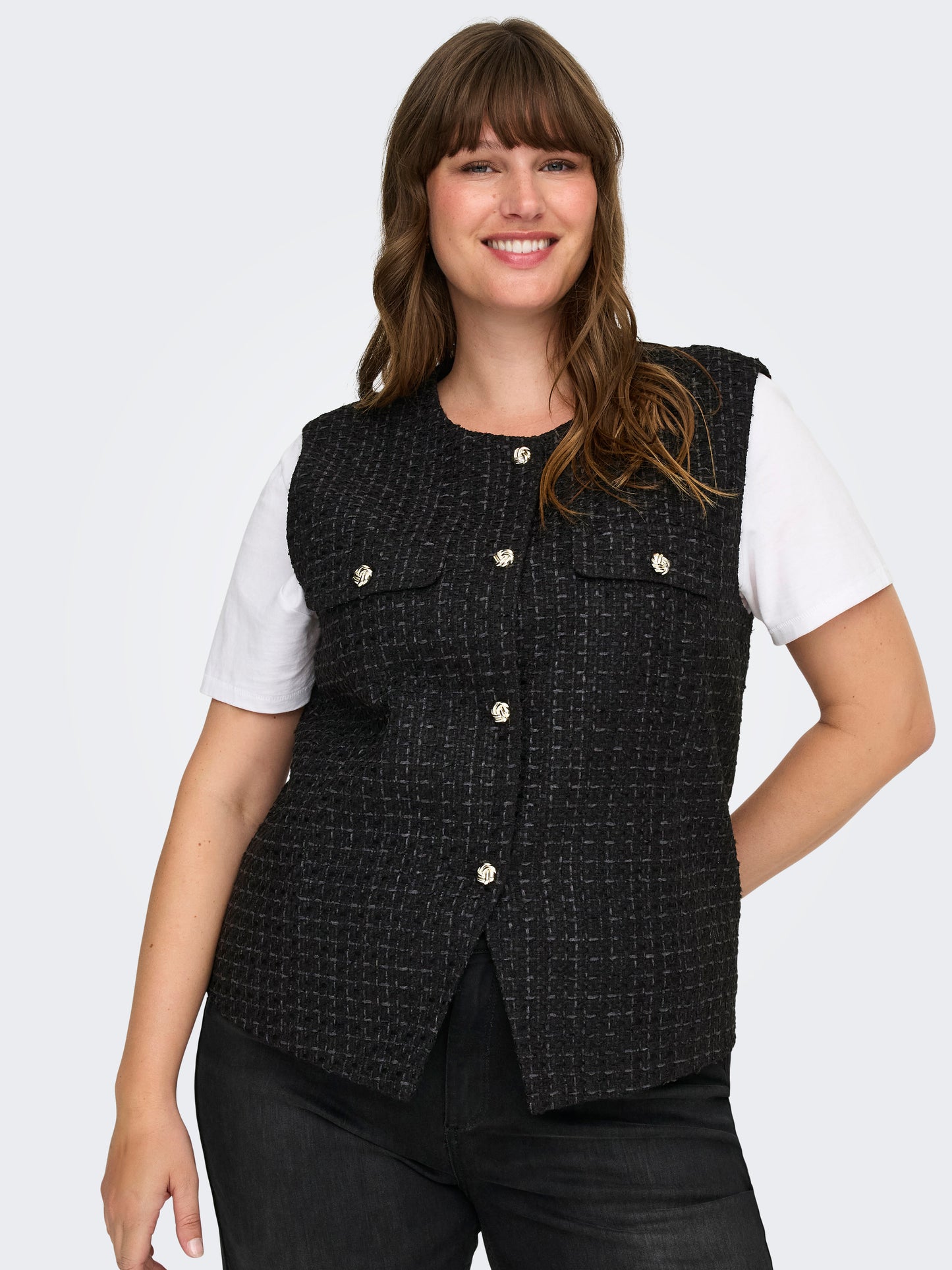 ONLY CARMAKOMA  CARSHONA LIFE S/L BOUCLE WAISTCOAT