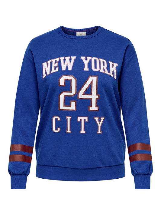 ONLY CARMAKOMA CARBEN L/S O-NECK SWEAT JRS BLAUW