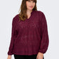 ONLY CARMAKOMA  CARLUZIA L/S V-NECK BLOUSE JRS ROOD