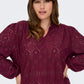 ONLY CARMAKOMA  CARLUZIA L/S V-NECK BLOUSE JRS ROOD