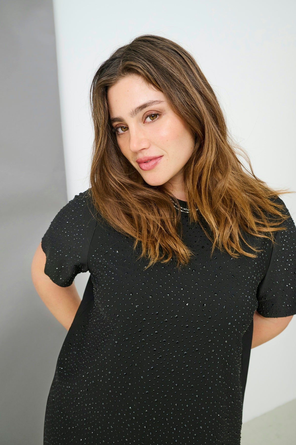 ONLY CARMAKOMA  CARMALUKKA LIFE S/S O-NECK ABK DRESS JRS ZWART