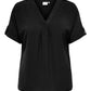 ONLY CARMAKOMA  CARMETTA LIFE 2/4 FOLD UP V-NECK TOP WVN ZWART
