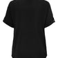 ONLY CARMAKOMA  CARMETTA LIFE 2/4 FOLD UP V-NECK TOP WVN ZWART