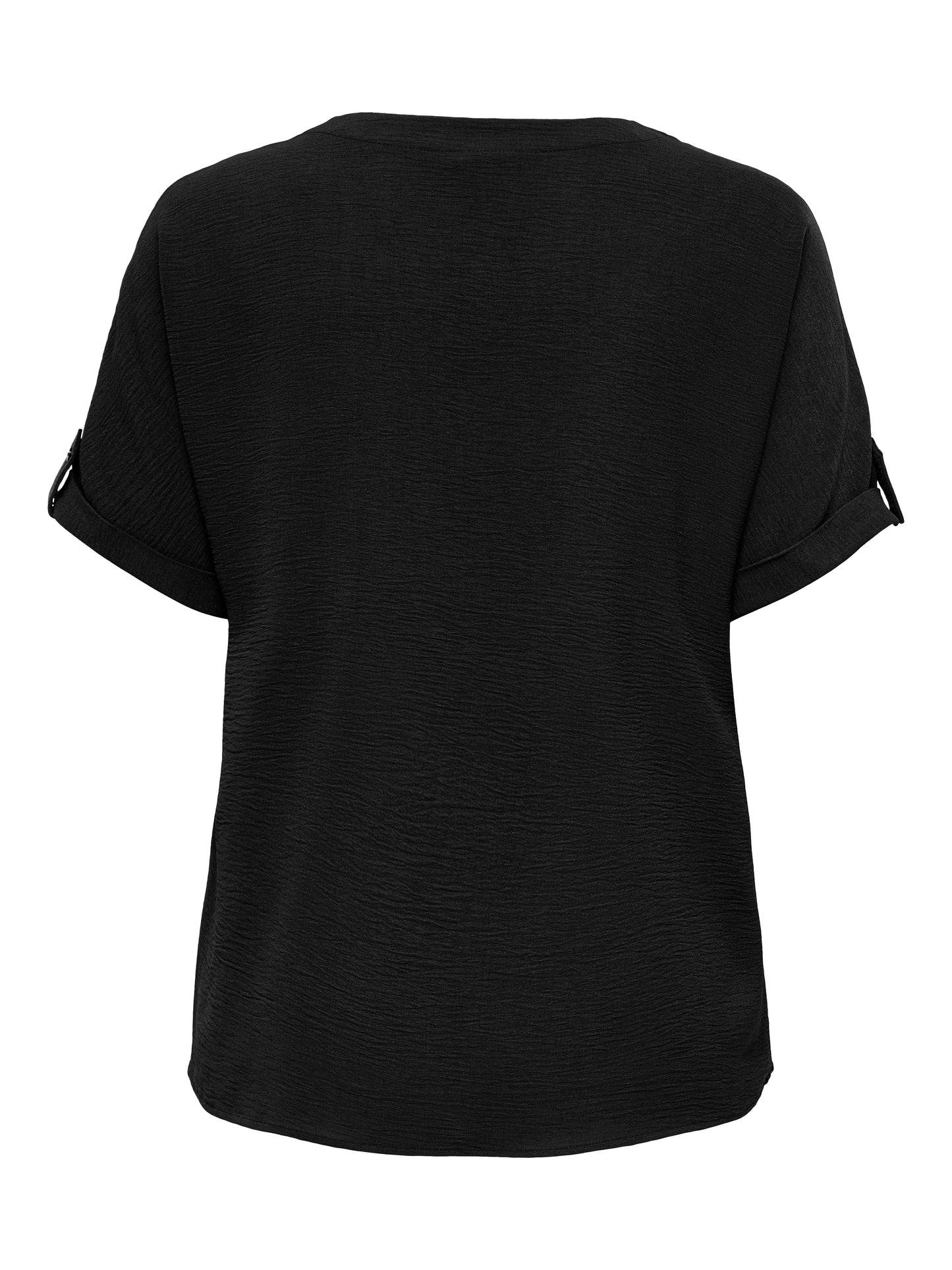 ONLY CARMAKOMA  CARMETTA LIFE 2/4 FOLD UP V-NECK TOP WVN ZWART