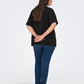 ONLY CARMAKOMA  CARMETTA LIFE 2/4 FOLD UP V-NECK TOP WVN ZWART